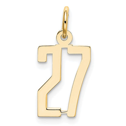 14K Gelbgold Klein Länglich Zahl 27 Charm