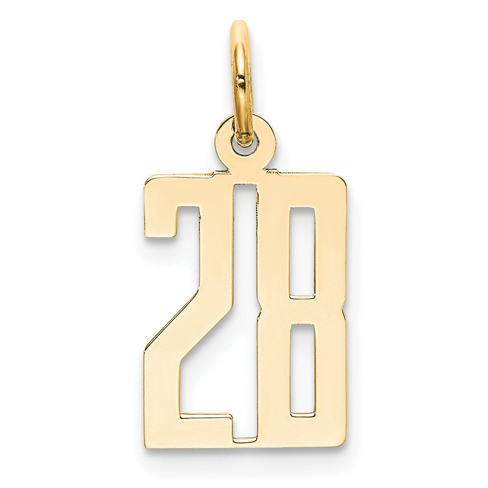 14K Gelbgold Klein Länglich Zahl 28 Charm