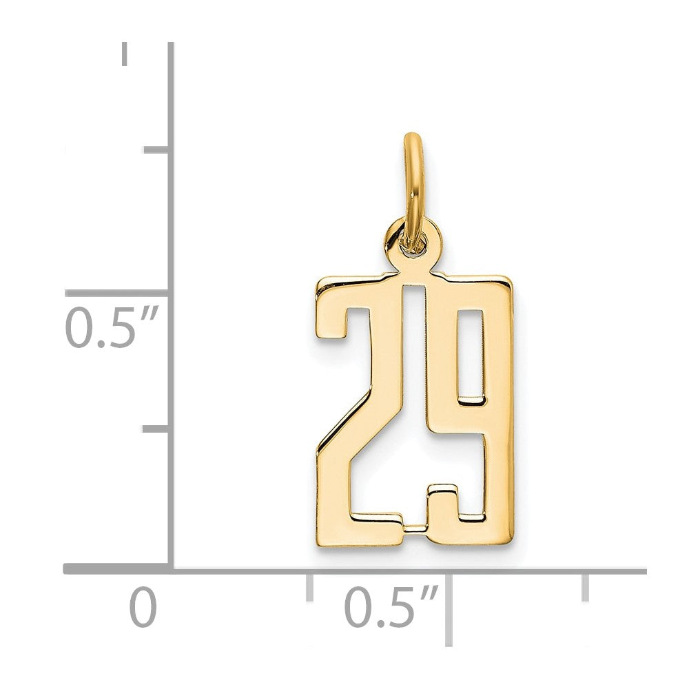 14K Gelbgold Klein Länglich Zahl 29 Charm