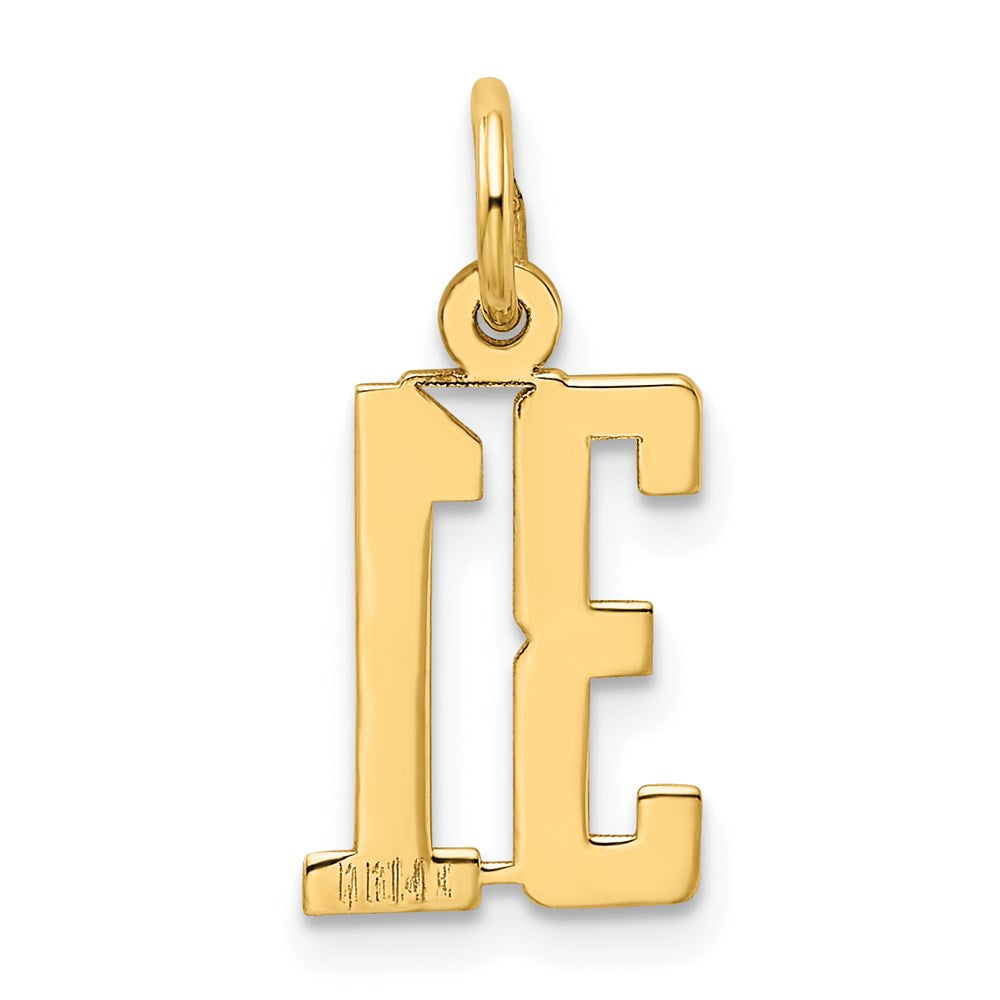 14K Gelbgold Klein Länglich Zahl 31 Charm