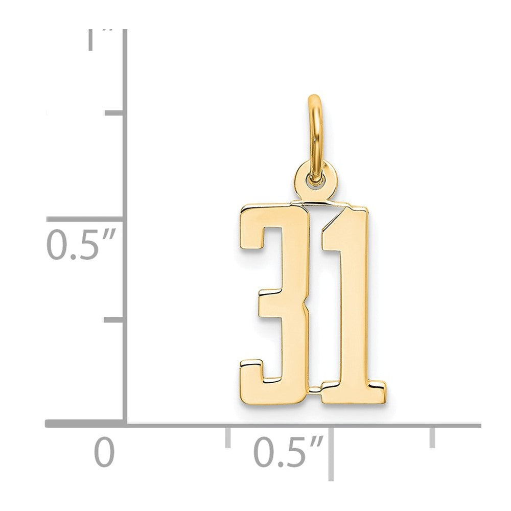 14K Gelbgold Klein Länglich Zahl 31 Charm