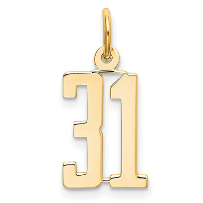 14K Gelbgold Klein Länglich Zahl 31 Charm