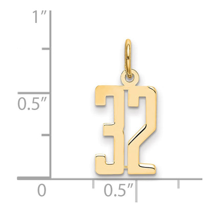 14K Gelbgold Klein Länglich Zahl 32 Charm