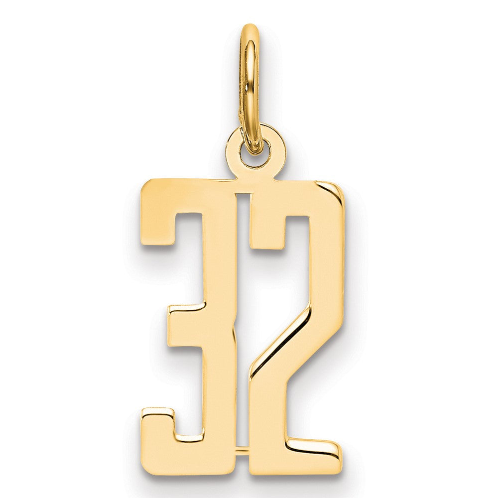14K Gelbgold Klein Länglich Zahl 32 Charm