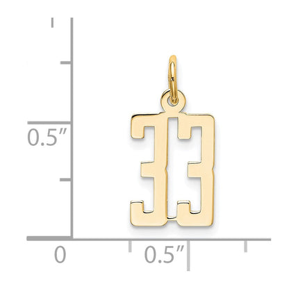 14K Gelbgold Klein Länglich Zahl 33 Charm