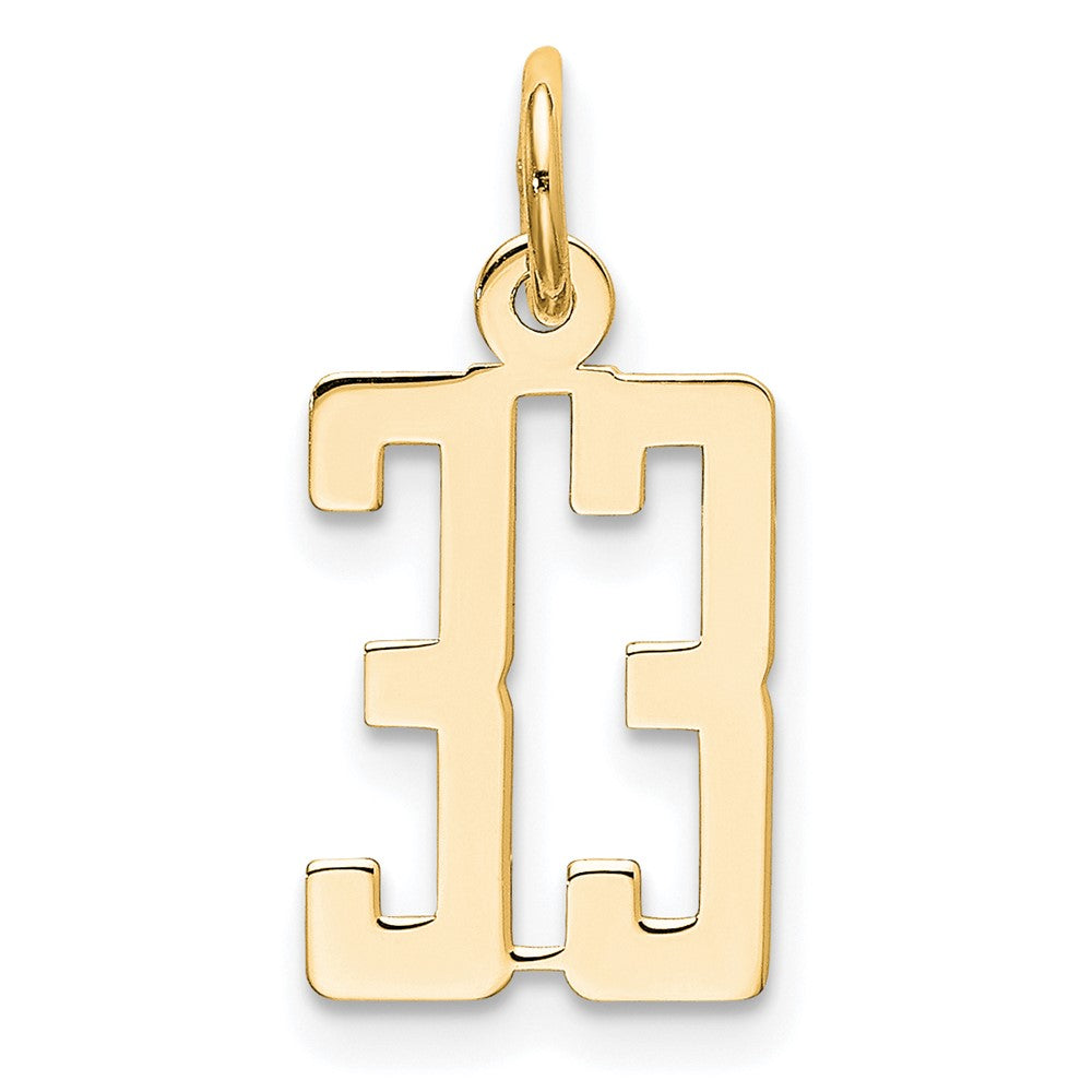 14K Gelbgold Klein Länglich Zahl 33 Charm