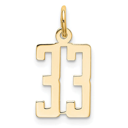 14K Gelbgold Klein Länglich Zahl 33 Charm