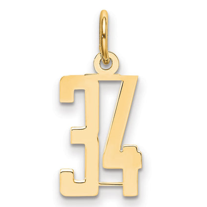 14K Gelbgold Klein Länglich Zahl 34 Charm