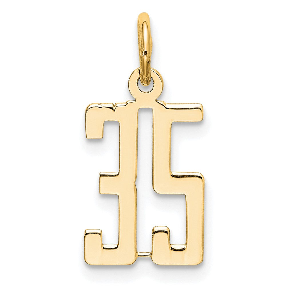14K Gelbgold Klein Länglich Zahl 35 Charm