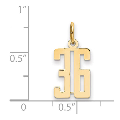 14K Gelbgold Klein Länglich Zahl 36 Charm