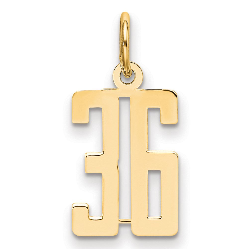 14K Gelbgold Klein Länglich Zahl 36 Charm