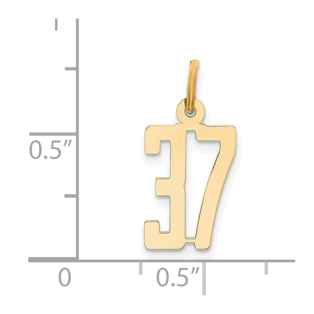 14K Gelbgold Klein Länglich Zahl 37 Charm
