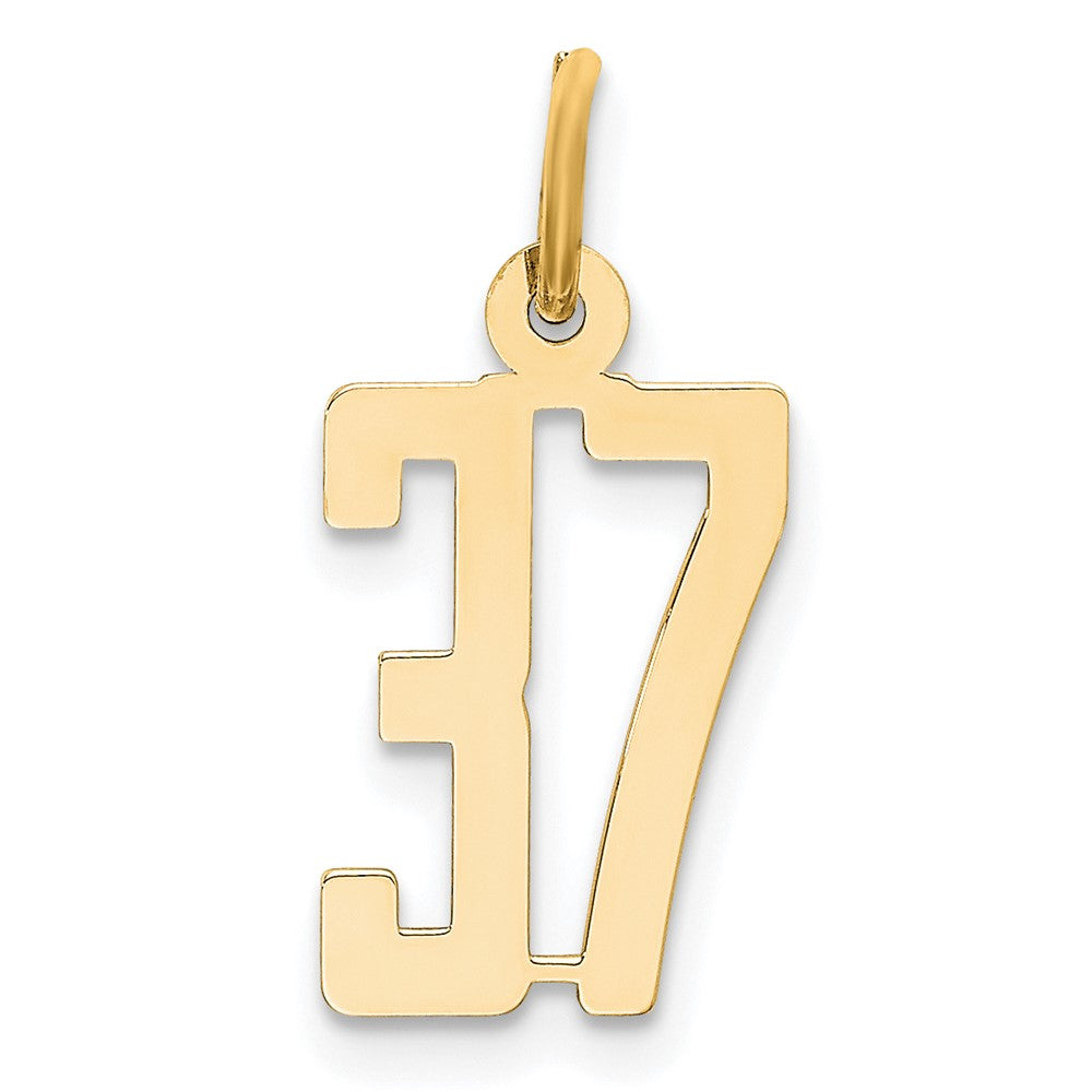 14K Gelbgold Klein Länglich Zahl 37 Charm