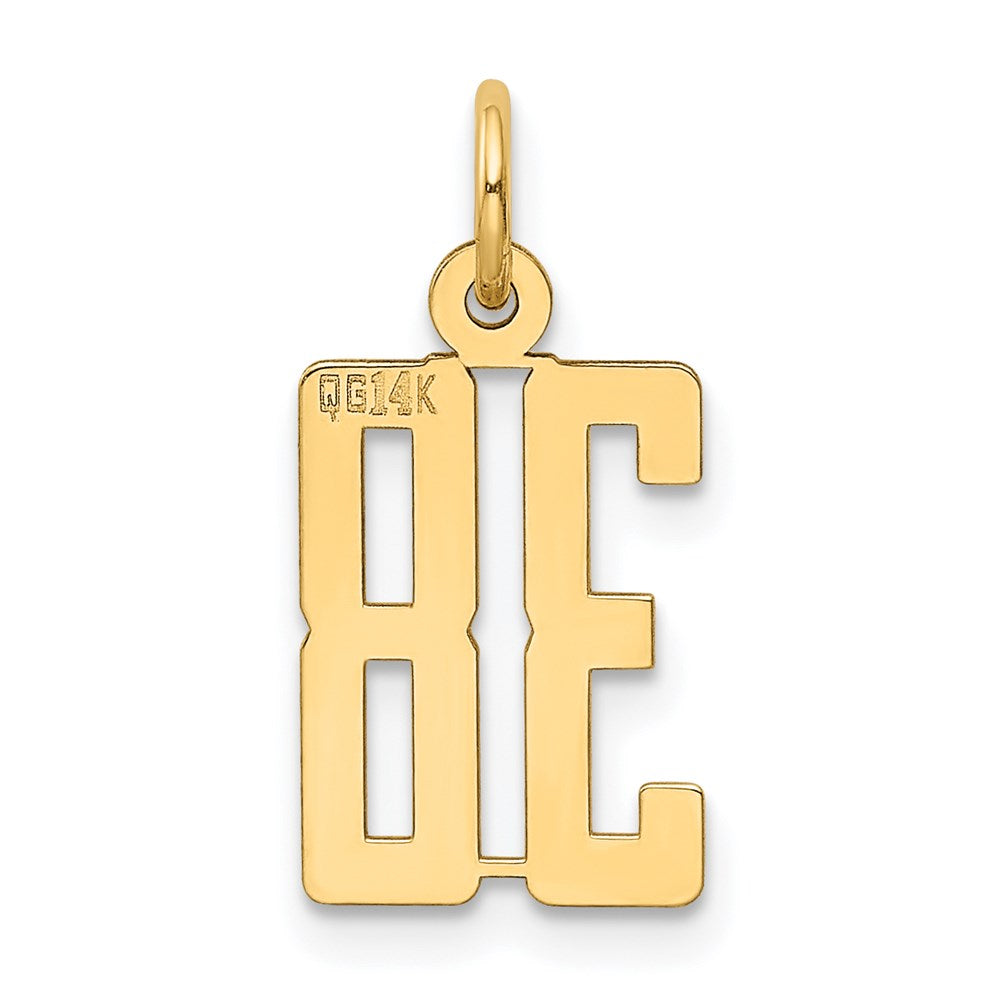 14K Gelbgold Klein Länglich Zahl 38 Charm