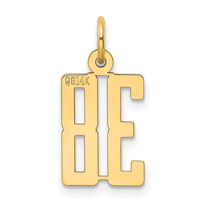 14K Gelbgold Klein Länglich Zahl 38 Charm