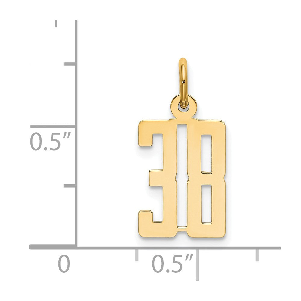 14K Gelbgold Klein Länglich Zahl 38 Charm