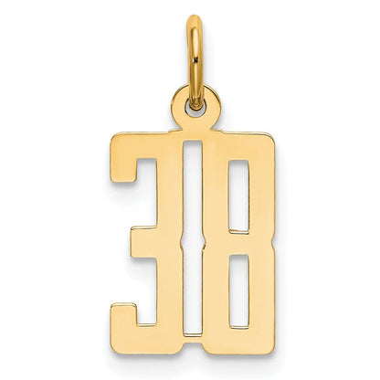 14K Gelbgold Klein Länglich Zahl 38 Charm