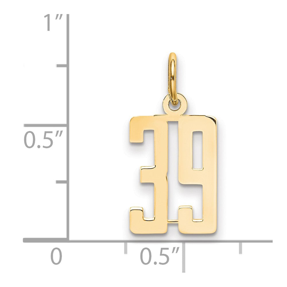 14K Gelbgold Klein Länglich Zahl 39 Charm
