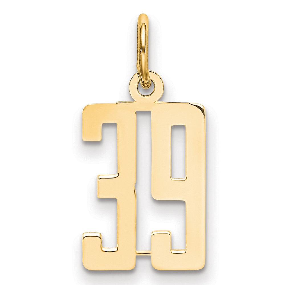 14K Gelbgold Klein Länglich Zahl 39 Charm