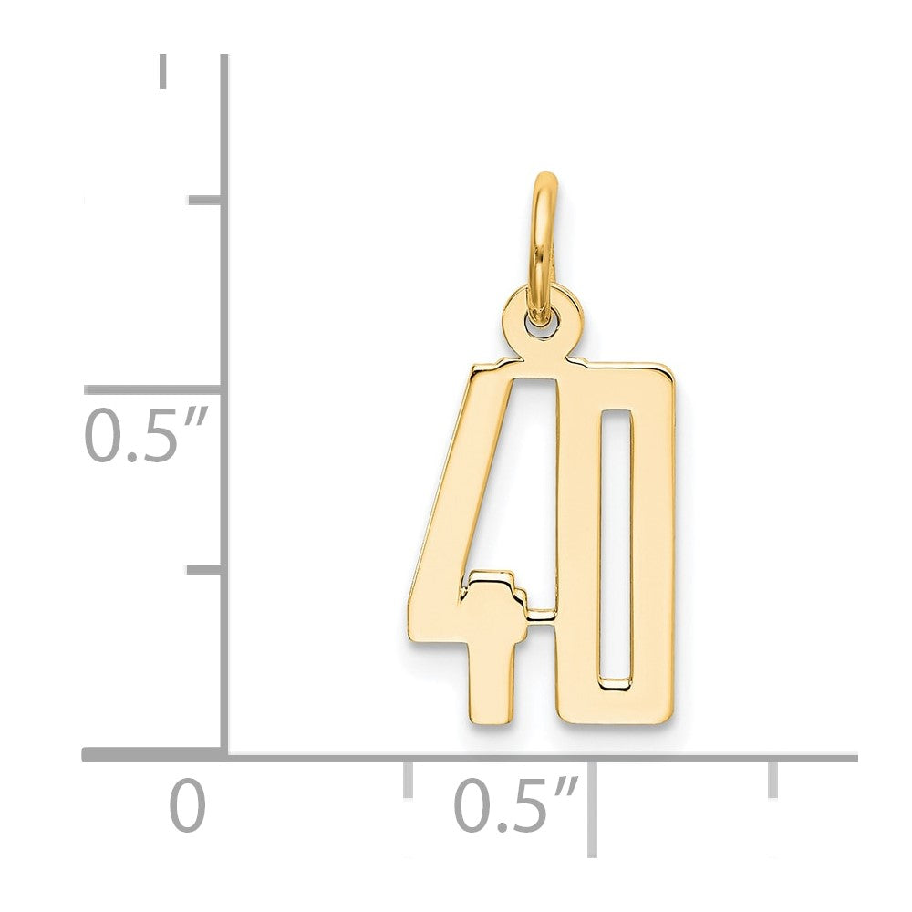 14K Gelbgold Klein Länglich Zahl 40 Charm