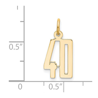 14K Gelbgold Klein Länglich Zahl 40 Charm