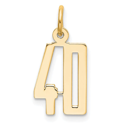 14K Gelbgold Klein Länglich Zahl 40 Charm