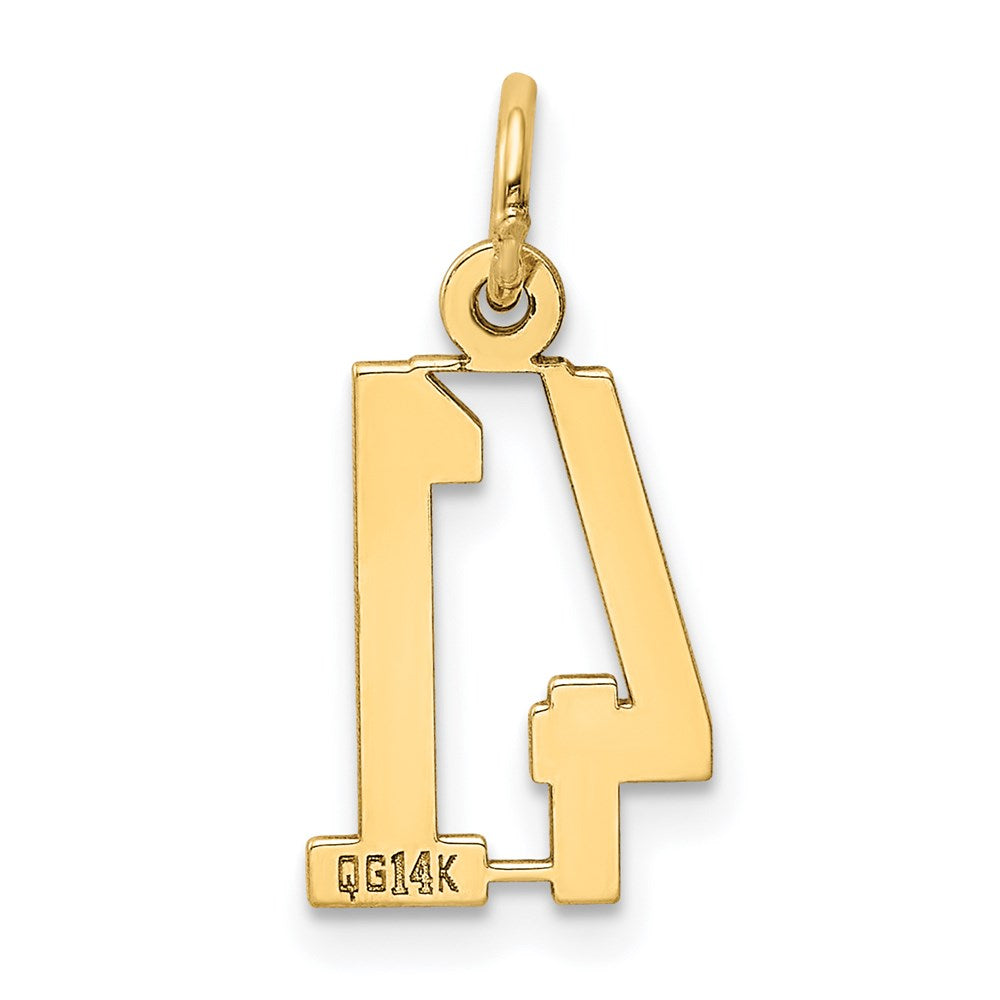 14K Gelbgold Klein Länglich Zahl 41 Charm