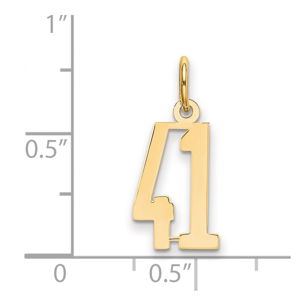 14K Gelbgold Klein Länglich Zahl 41 Charm