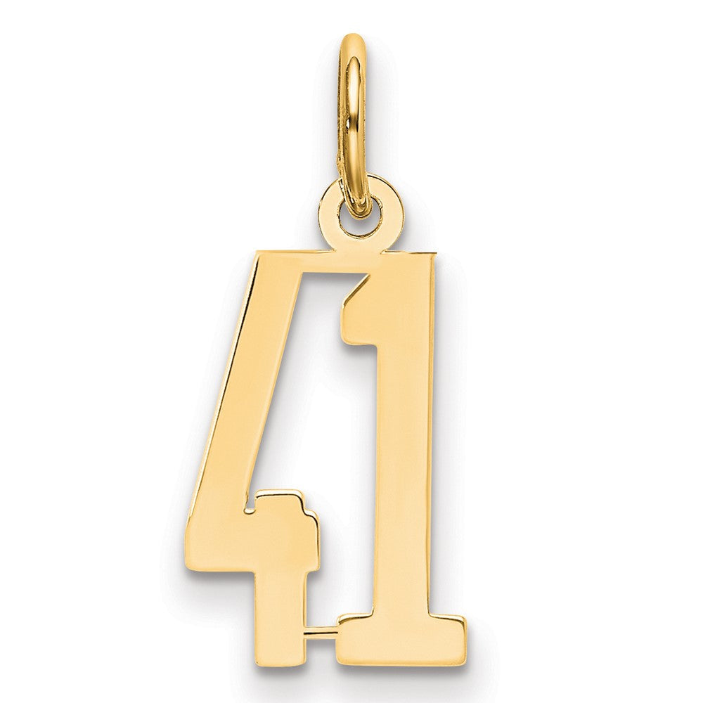 14K Gelbgold Klein Länglich Zahl 41 Charm