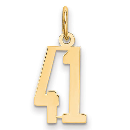 14K Gelbgold Klein Länglich Zahl 41 Charm