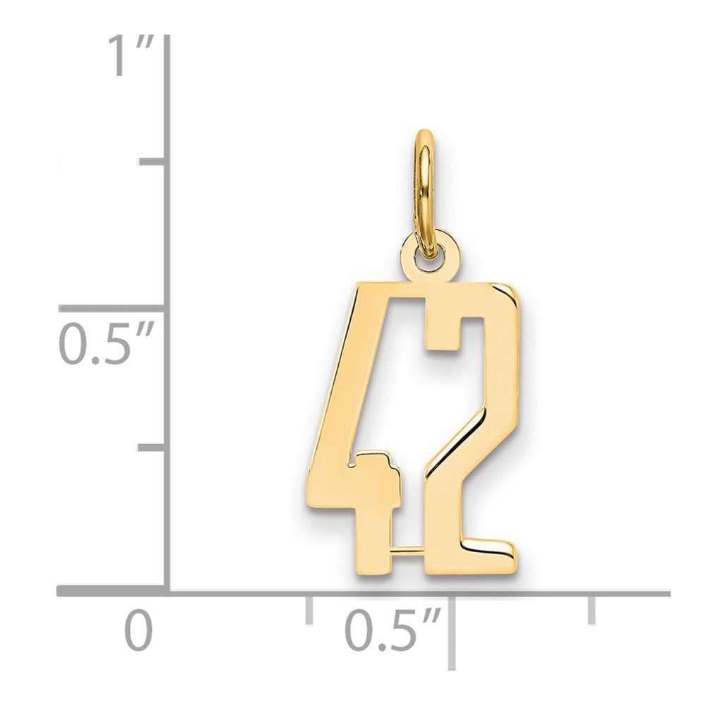 14K Gelbgold Klein Länglich Zahl 42 Charm