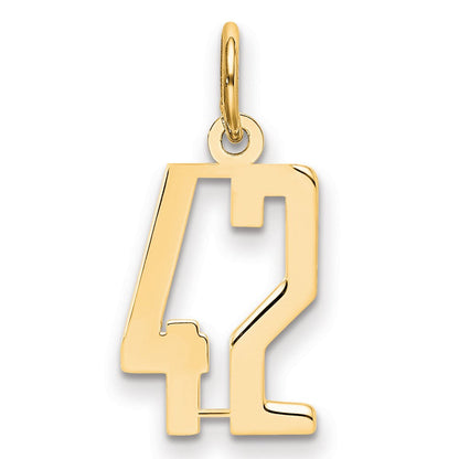 14K Gelbgold Klein Länglich Zahl 42 Charm