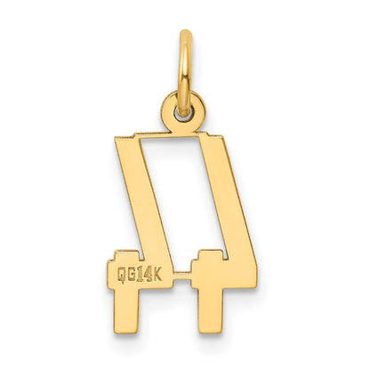 14K Gelbgold Klein Länglich Zahl 44 Charm