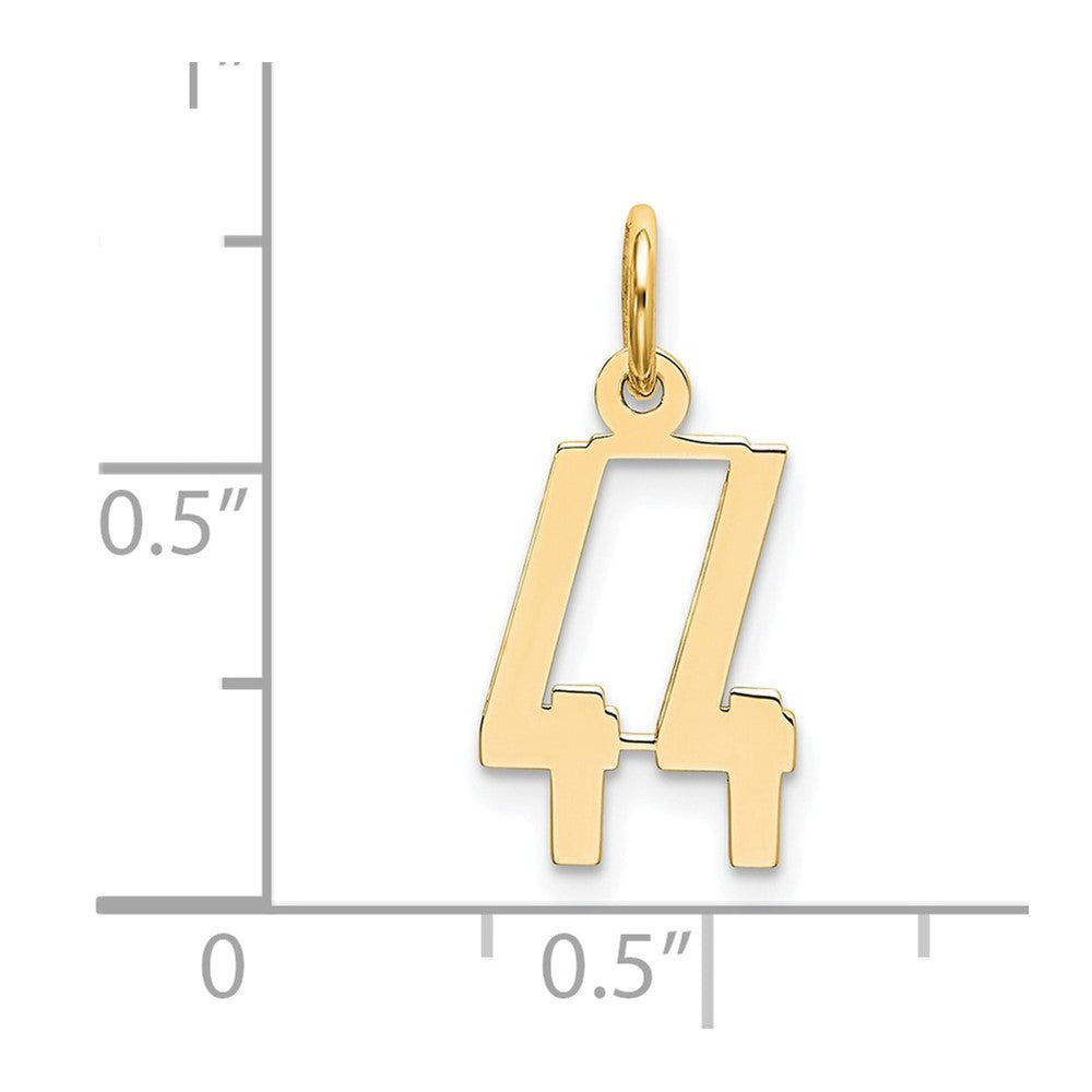 14K Gelbgold Klein Länglich Zahl 44 Charm
