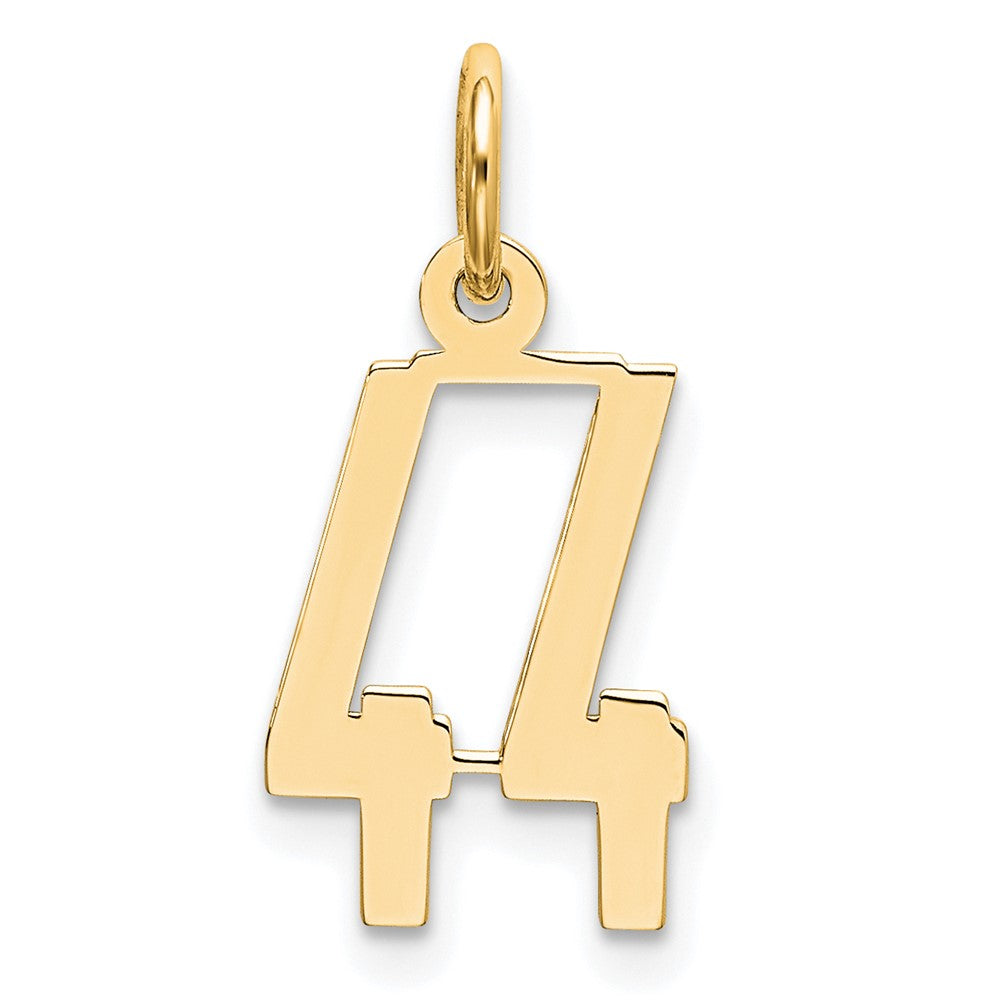 14K Gelbgold Klein Länglich Zahl 44 Charm