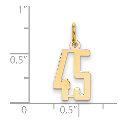 14K Weißgold Klein Länglich Zahl 45 Charm