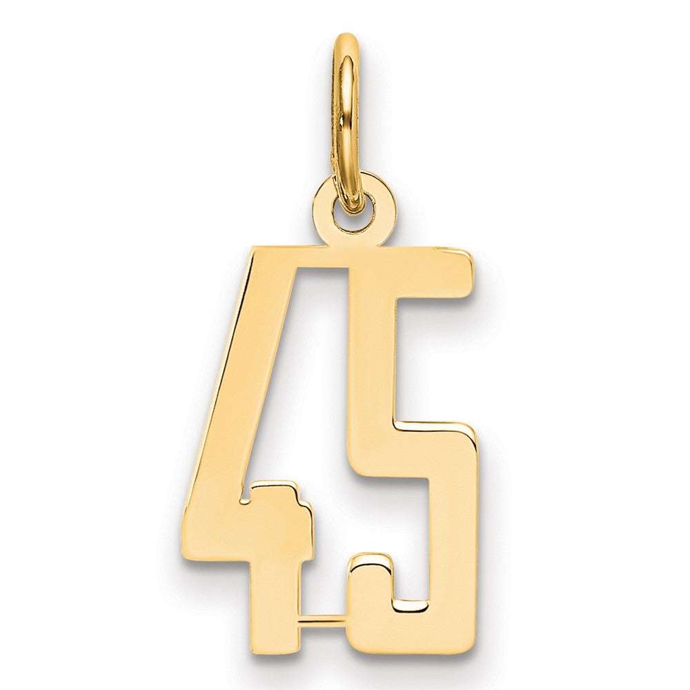 14K Gelbgold Klein Länglich Zahl 45 Charm
