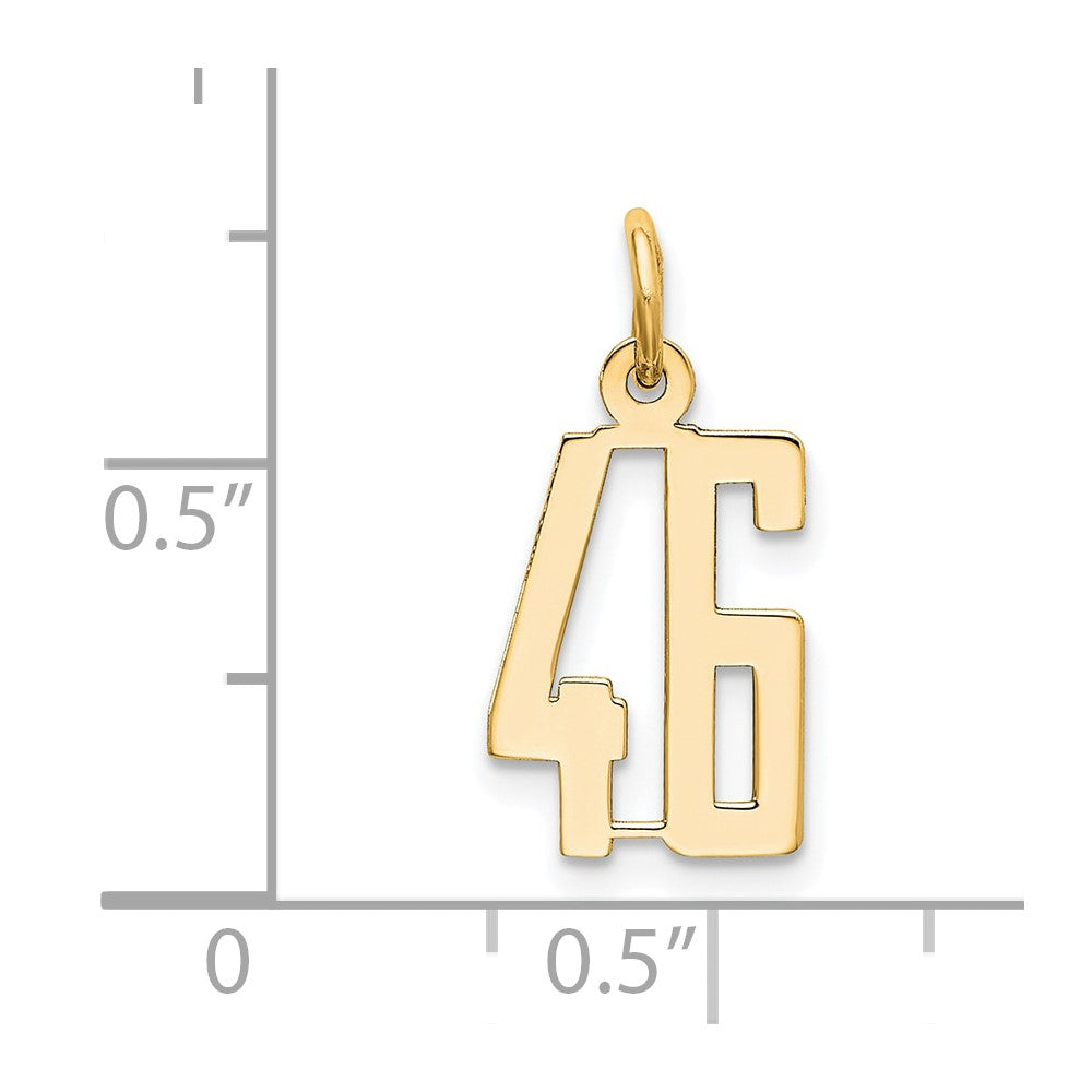 14K Gelbgold Klein Länglich Zahl 46 Charm