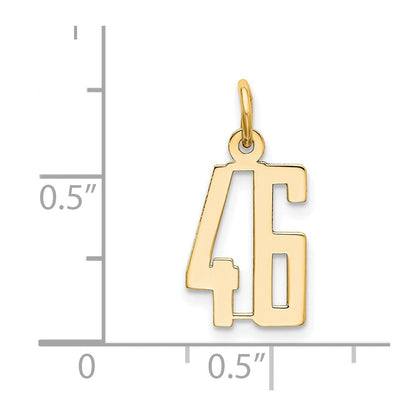 14K Gelbgold Klein Länglich Zahl 46 Charm