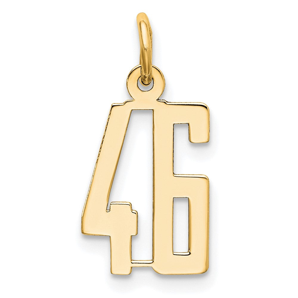 14K Gelbgold Klein Länglich Zahl 46 Charm