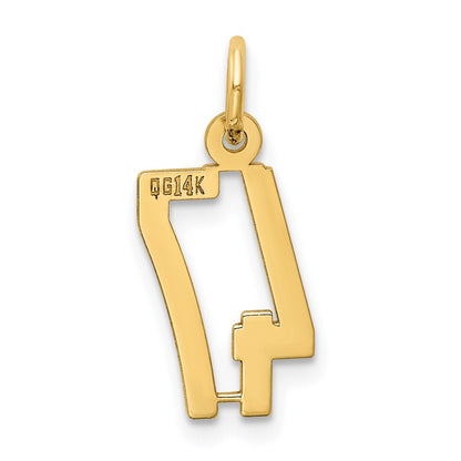 14K Gelbgold Klein Länglich Zahl 47 Charm