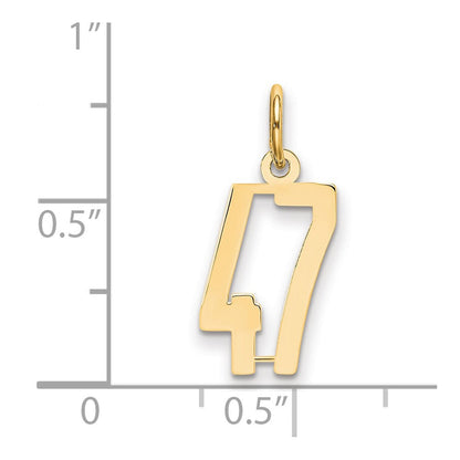 14K Gelbgold Klein Länglich Zahl 47 Charm