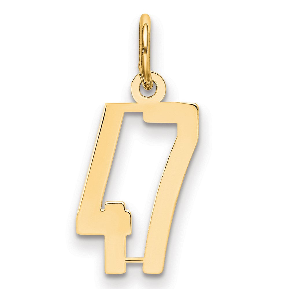 14K Gelbgold Klein Länglich Zahl 47 Charm