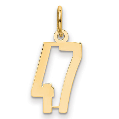 14K Gelbgold Klein Länglich Zahl 47 Charm