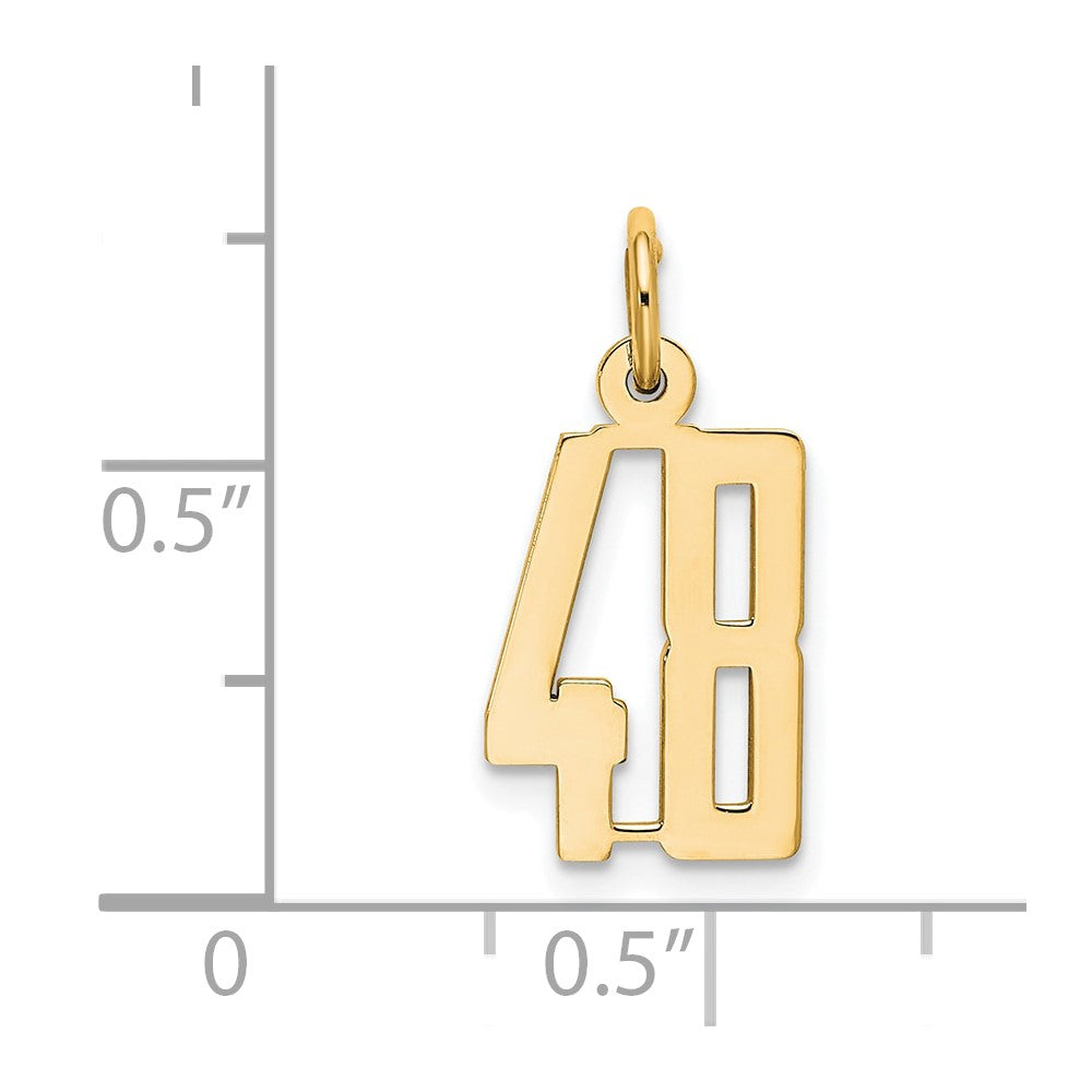 14K Gelbgold Klein Länglich Zahl 48 Charm