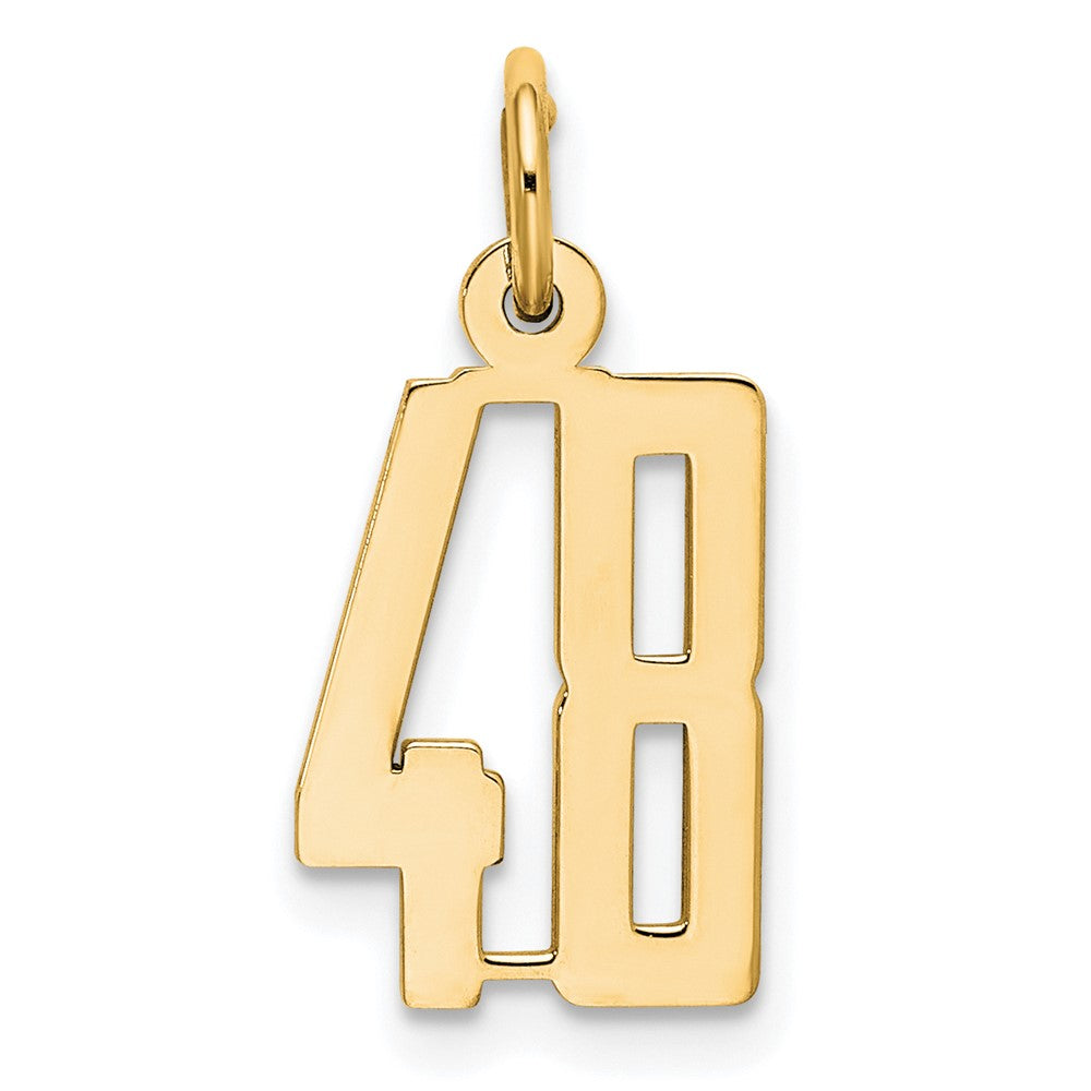 14K Gelbgold Klein Länglich Zahl 48 Charm