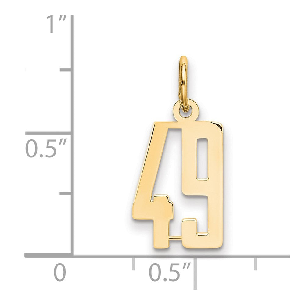14K Gelbgold Klein Länglich Zahl 49 Charm