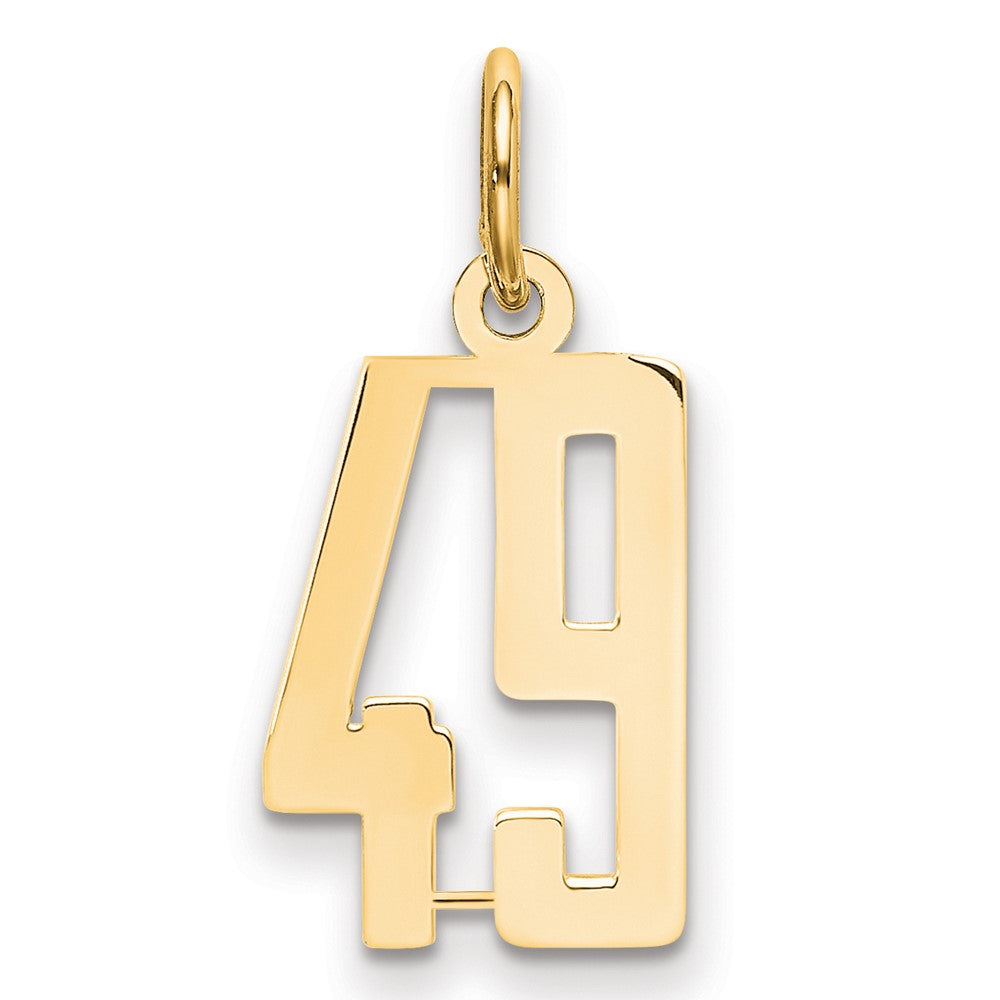 14K Gelbgold Klein Länglich Zahl 49 Charm