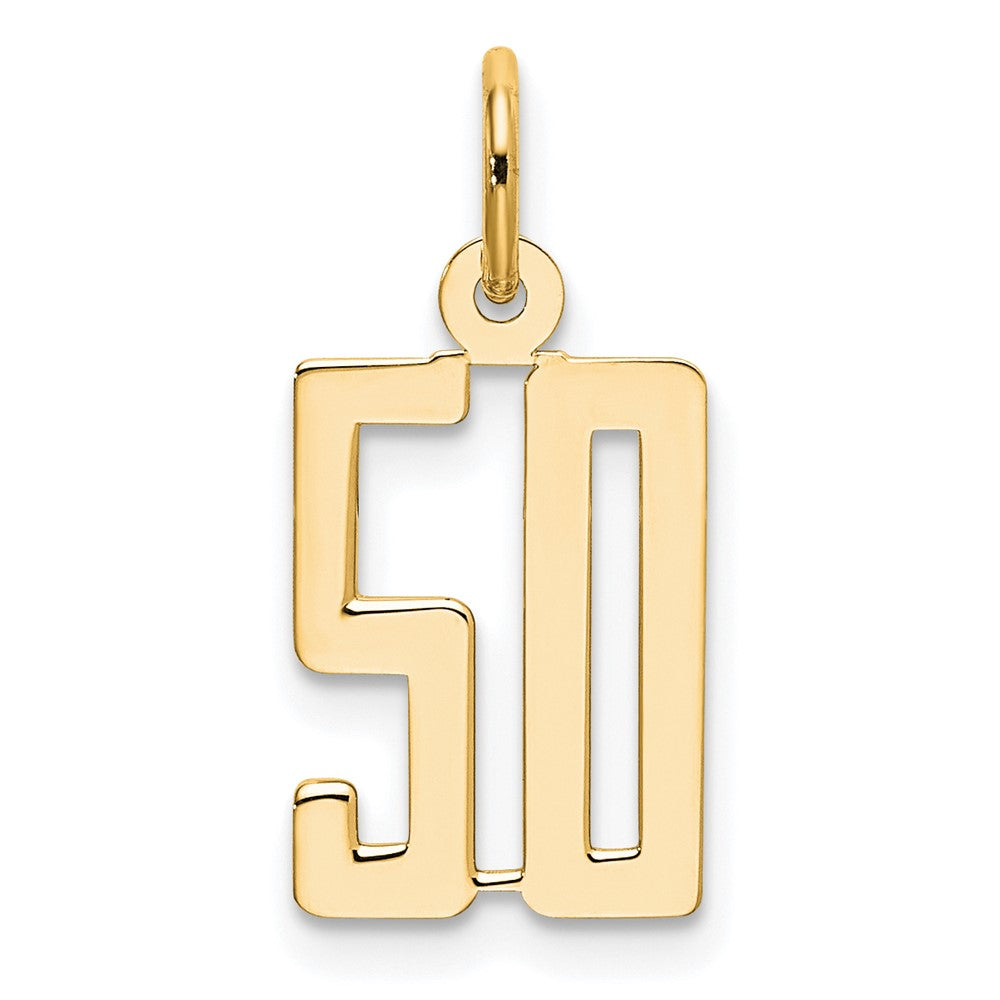 14K Gelbgold Klein Länglich Zahl 50 Charm