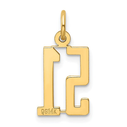 14K Gelbgold Klein Länglich Zahl 51 Charm